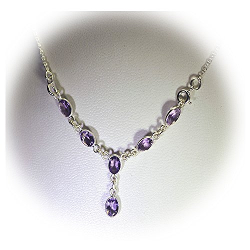 Collier améthyste violette en argent sterling fait main au design ovale raffiné