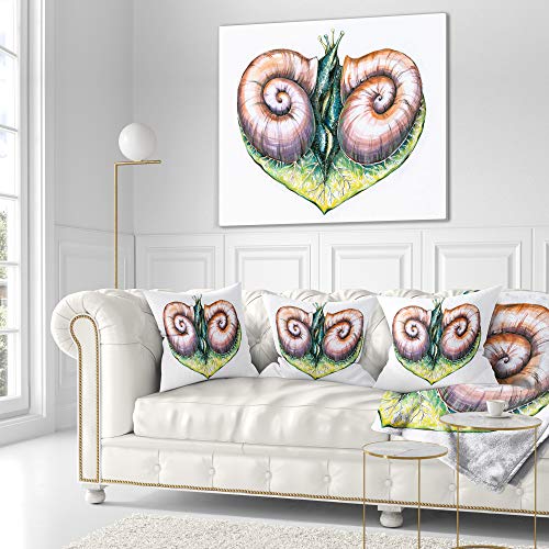 Designart Heart With Two Snails In Love' Animal Throw Cushion Pillow Cover For Living Room, Sofa 26" X 26" #TOP1