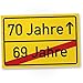 Produktbild DankeDir! 70 Jahre (69 Jahre vorbei) - Kunststoff Schild Geschenk 70. Geburtstag Geschenkidee Geburtstagsgeschenk Siebzigsten Geburtstagsdeko Partydeko Party Zubehör Geburtstagskarte