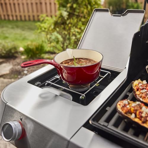 Image of Weber Genesis E-335 Liquid Propane Gas Grill for Outdoor Cooking, 3 Burners and 1 Side Burner, Black - Porcelain-Enameled Cast-Iron Grates, PureBlu Burners & Sear Zone