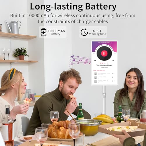Image of 15.6 inch Digital Signage Display 10000 mAh Capacitive Touch Screen Advertising Display with Wireless Screen Mirroring, All in One LCD Screen HDMI-in with Android 13(2+32GB)