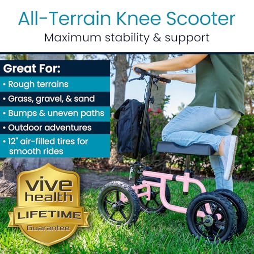 Image of Vive Mobility All Terrain Knee Scooter Walker for Foot Injuries - Adult
