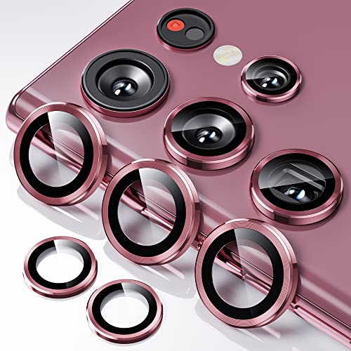 Hoerrye Camera Lens Protector for Samsung Galaxy S22 Ultra, Scratch-Proof, Drop-Proof Alloy Phone Screen Camera Cover Protection for 6.8” Accessories – Burgundy