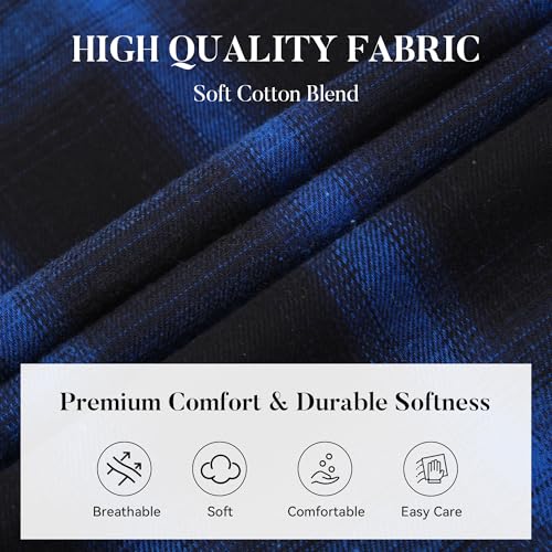 Image of WARHORSEE Flannel Shirt for Men Long Sleeve Button Down Plaid Shirts | Soft Cotton Blend for Multi-season Wear, Lightweight yet Warm, Dual buttoned storage pockets, Machine Washable Easy Care