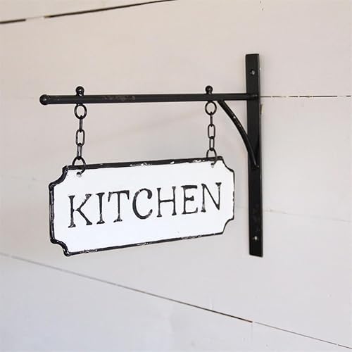 Miniatura 3 de Foreside Home & Garden - Letrero de pared esmaltado blanco y negro para cocina