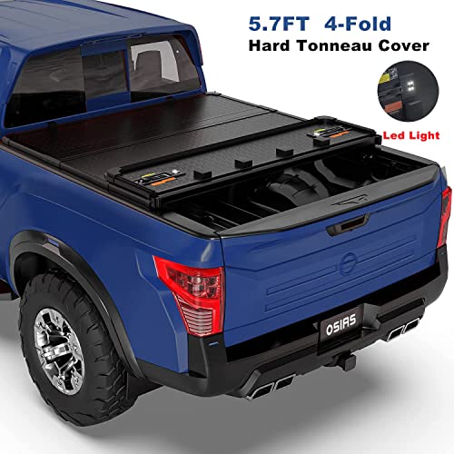 Osias Quad Fold Hard Truck Bed Tonneau Cover Compatible With 2017-2022 Nissan Titan 5.6/5.7 Ft-67 Inch 4 Fold Aluminum Bed(Non-Xd) #TOP1