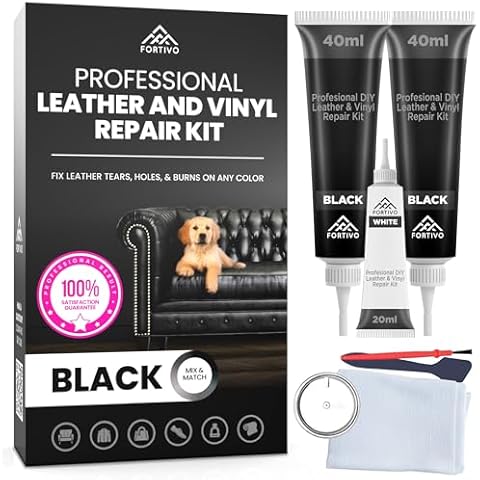 Professional Black Leather Repair Kit for Furniture, Couches, Boots and Purse, Leather Scratch Repair Car Leather Repair Kit, All Inclusive Black Vinyl Repair Kit, Quick and Easy to Use Cover