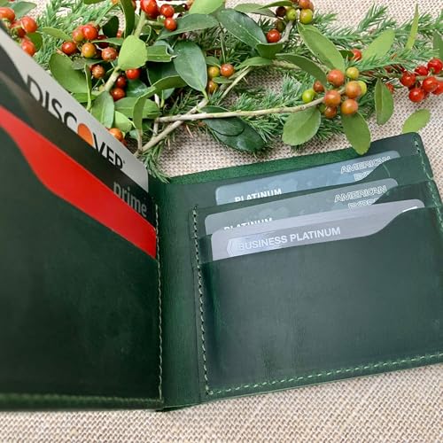 Personalized Leather Wallet for Men – Custom Engraved Green Bifold Wallet with Monogram, Initials & Name | Gift for Husband, Dad, Grandpa | Wedding, Anniversary, Birthday & Groomsmen Gifts3