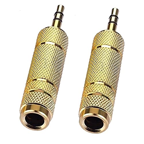 PENCILUPNOSE© (2 pack) Headphone Adapter Jack 3.5mm Male 1/8 inch to 6.35mm Female 1/4 inch Audio Stereo Adapter, Small to Big Headphone Audio Jack Plug Adaptor Converter for Digital Piano, Keyboard