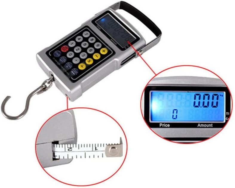 Luggage Scale Mini Portable Crane LCD Digital Electronic Hook Scale Ring Weighing Balance Digital Travel Postal Fishing Hook Scale (Silver 50KG/20G)