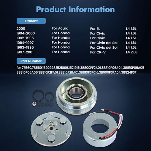Image of ECCPP A /C Compressor Clutch 1994-2000 Fit for Honda Civic 1.6L