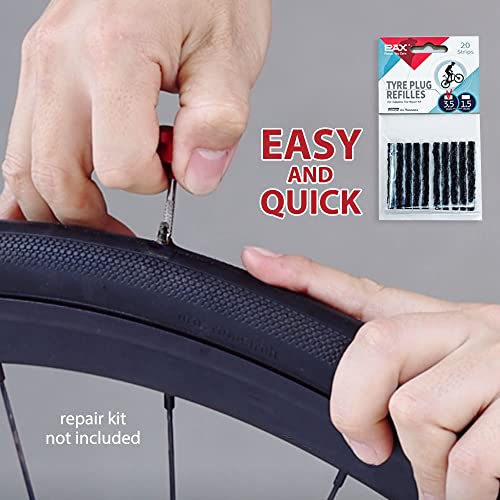 Image of PAX 20pcs Tubeless Bike 3.5mmΦ x 50mm Tire Plugs, Super Sticky Tire Plugs Refill Pack for Tubeless Bicycle Repair Kits, Seal Strips Strings