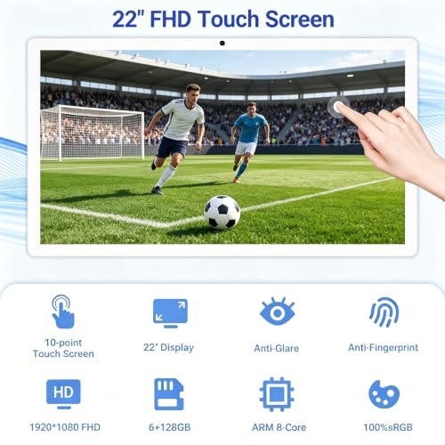 Image of 22-Inch Portable TV on Wheels, 1080p Portable Touch Screen Monitor, EDLA-Certified, Smart Rolling TV Built-in 13MP Camera, Built-in Battery Operated TV | Android 15 | 6+128G