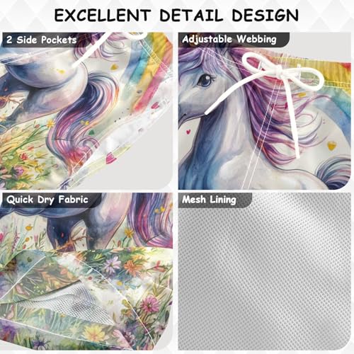 Pigsaly Boys Swim Trunks Cute Unicorn Hearts Boys Board Shorts Swimsuit Swimwear Summer Bathing Suit 3T3