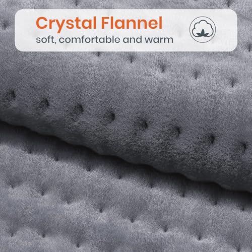 Image of Extra Large Electric Heating Pad for Back Neck Shoulder Pain Relief | 30 x 60 cm Heat Pad with 9 Heat Settings & 4 Auto Off Timers | Soft Washable Fabric for Cramps Menstrual Pain | Gray