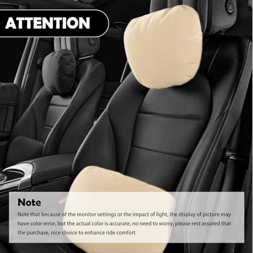 Image of Junecarp Car Neck Pillow Soft Headrest,Premium Interior Accessories Headrest Support for Driver or Front Passenger Seat,for Driving Home Office (Beige)