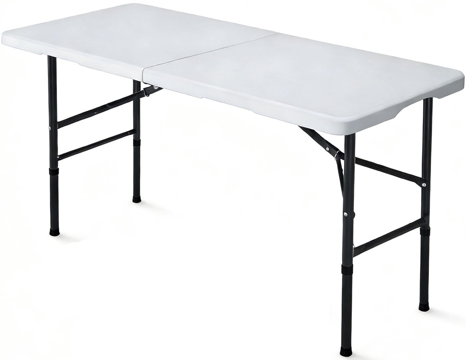Robuster Klapptisch – Tragbarer höhenverstellbarer Campingtisch fleckenabweisend und langlebig Ideal für drinnen und draußen Multifunktaler Esstisch (Weiß)