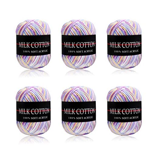 Ovillos de Lanas de Hilo Acrílicos 6 x 50g Hilo Acrílico Ovillos de Lanas de Hilo lana prémium Hilados Madejas, perfecto para DIY y tejer a mano Colorido Conjunto de hilo de acrílico grueso (Violet)