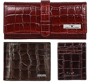 URBAN FOREST Dark Red & Brown Leather Unisex Wallet And Card Case (UBF000COM4079)