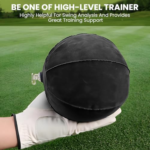 Image of FINGER TEN Golf Impact Ball Swing Training Aid Posture Correction Smart Inflatable Balls with Air Pump, Adjustable Lanyard Assist Teaching Trainer Aids for Men Women Beginner Golfer (Black)
