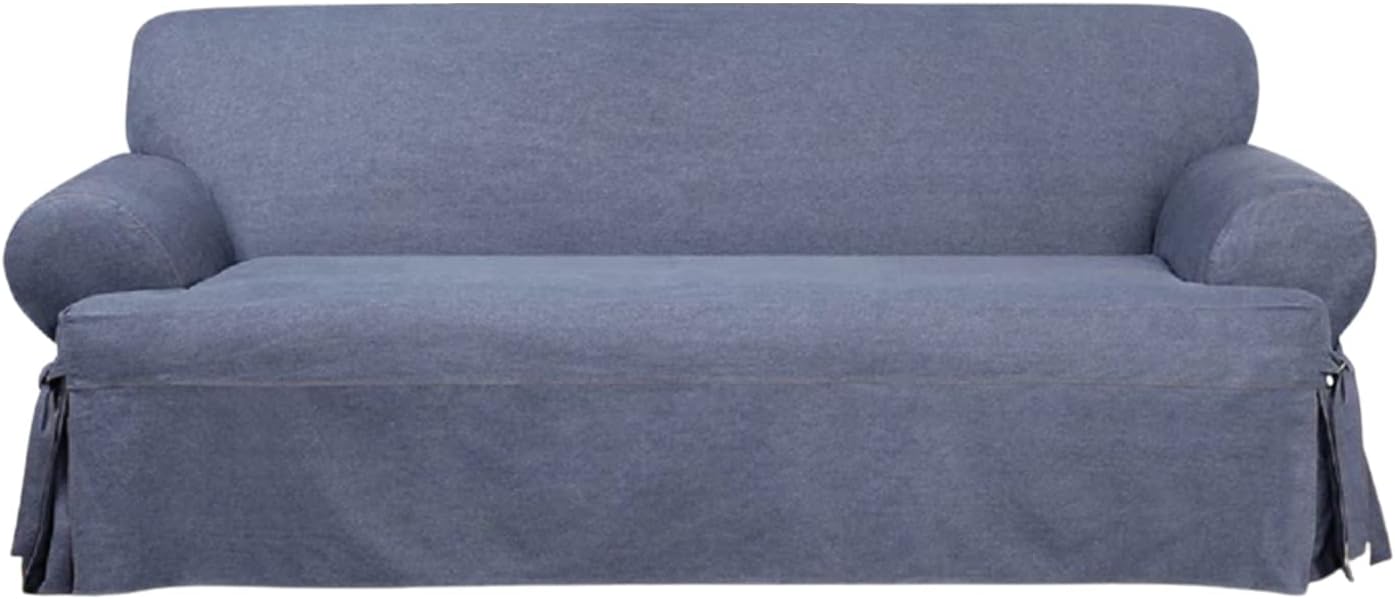 SureFit Authentic Denim T Cushion Sofa Slipcover, Sofa Cover Cotton Solid One Piece