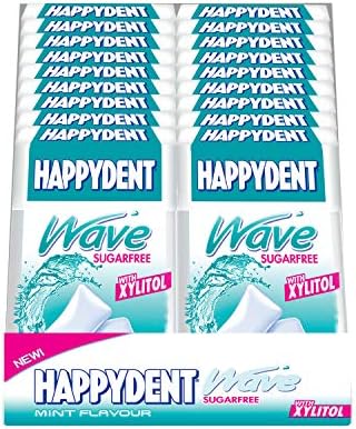 Happydent Wave, Xylitol Sugarfree Mint Flavour, Bubble Gum Fliptop Pack, 306 g - Pack of 18
