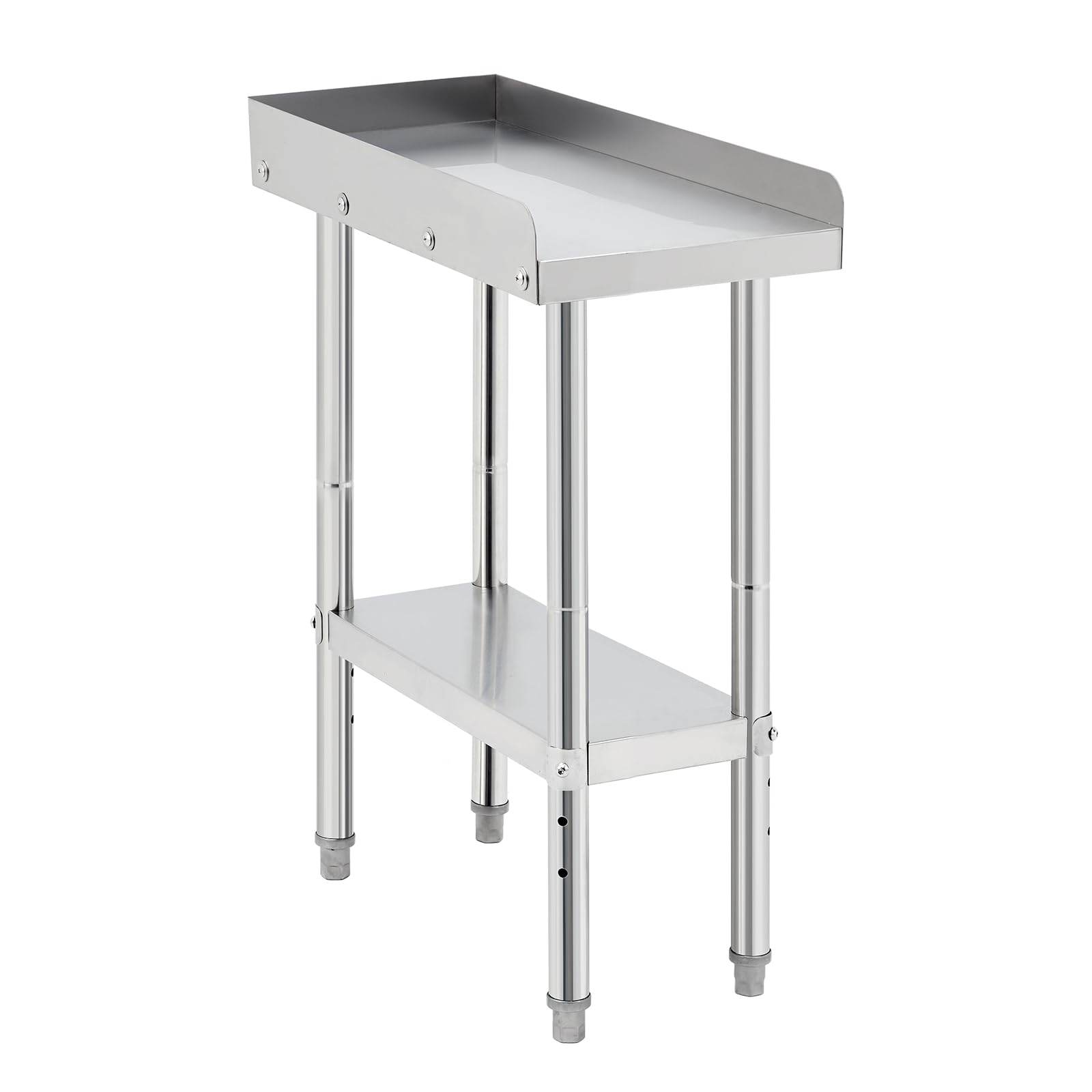 Garvee Mesa de Trabajo Acero Inoxidable 201 para BBQ 30,5 × 61 × 76 cm, con Protector Desmontable de 3 Lados, Estante Inferior, Mesa Auxiliar Cocina Exterior