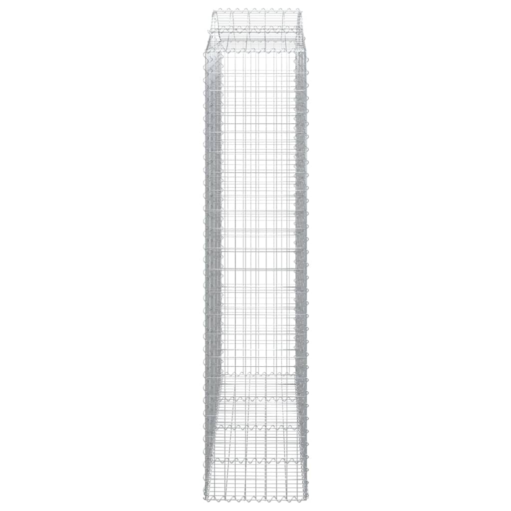 Cestas de gaviones plateadas, 8 × 200 x 50 x 220/240 cm, 3,5 mm galvanizado, valla de jardín, arco alto, cortavientos/protección visual