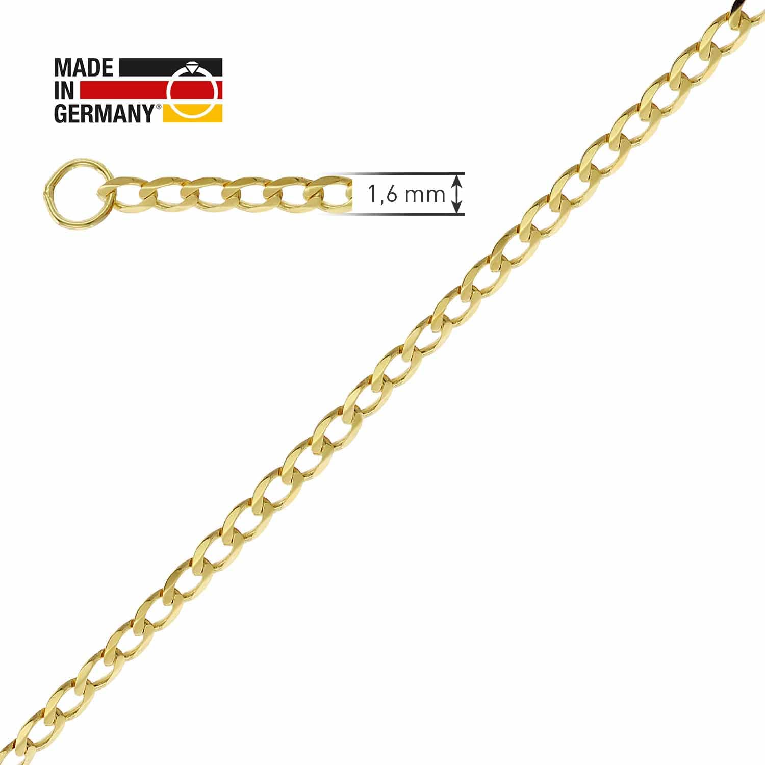 trendor Panzerkette für Anhänger Gold 333/8K Collierkette 1,6 mm 35683 | Halsschmuck für Damen, wunderschönes Accessoire,