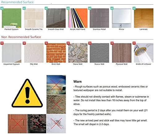 ChangMi 10-Sheet 3D Peel and Stick Tile Stickers, Self Adhesive Wall Tiles, Stick on Tile Splashback for Kitchen & Bathroom