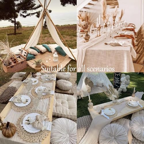 Kesfey 90x400cm Khaki Cheesecloth Table Runner 13FT Long Boho Gauze Table Runners Cheese Cloth Rustic Sheer Runner for Wedding Bridal Shower Birthday Party Dinner Table Decorations - Cosy Home Interiors Kesfey 90x400cm Khaki Cheesecloth Table Runner 13FT Long Boho Gauze Table Runners Cheese Cloth Rustic Sheer Runner for Wedding Bridal Shower Birthday Party Dinner Table Decorations - Image 8