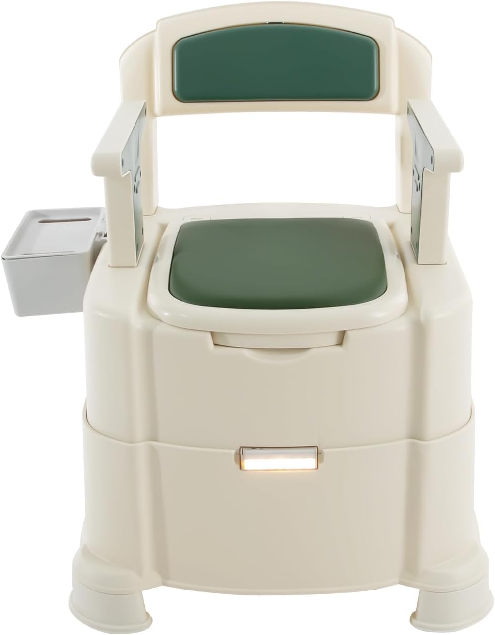 Portable Bedside Commode with Night Light, 440lb Load Capacity,PU Cushion, for Elderly, Pregnant Women, and Patients with Limited Mobility