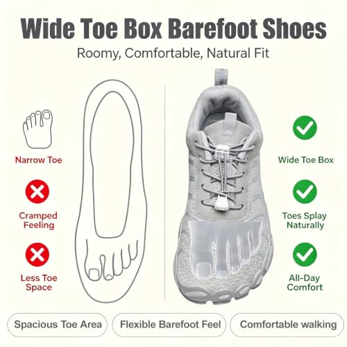 Image of Hiking Barefoot Shoes for Women Men Breathable & Non-Slip Athletic Barefoot Wide Toe Water Shoes Lightweight Perfect for Walking,Running,and Swimming