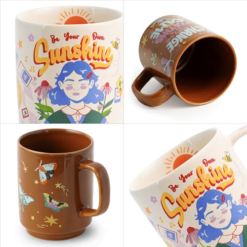 Image of Shay Ceramic Mug, 2 Pc, Self Love & Change, 300ml | Glossy Finish | Ceramic Coffee Cup | Porcelain | Microwave Safe (Rise Mug - 2Pc - Self Love + Change)