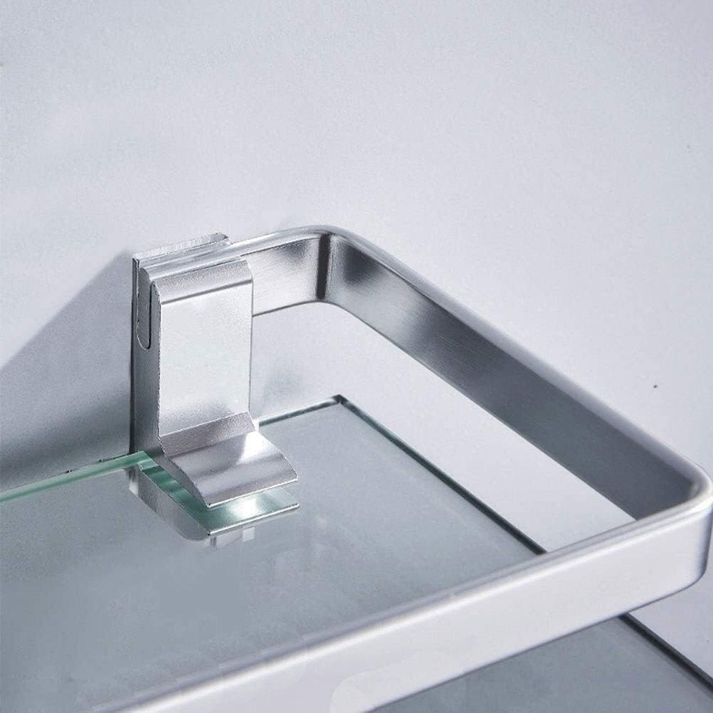 Bathroom Glass Shelf 1 Tier Bathroom Shelves with Aluminum Rail Tempered Glass Shelf (Size : 35cm) ()