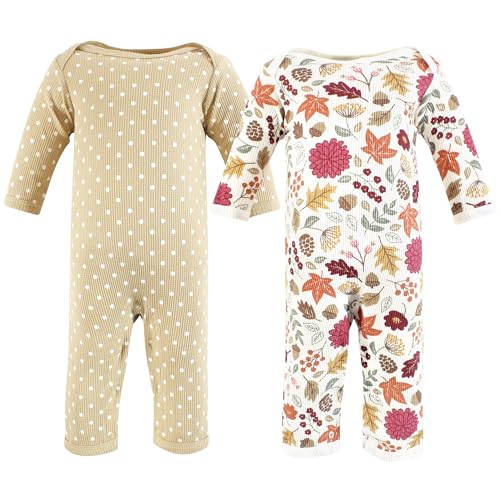 Hudson Baby Unisex Baby Thermal Coveralls 2pk, Acorn Botanical, 3-6 Months
