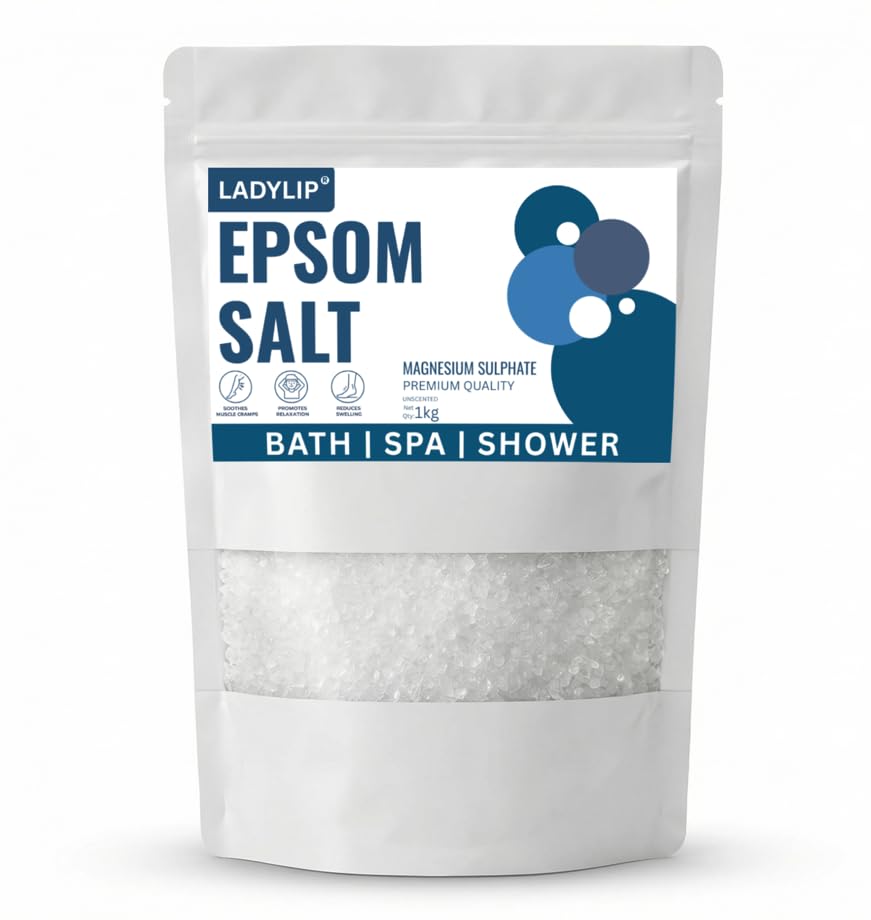 Epsom Bath Salt 1KG | USP Grade Magnesium Sulphate | 100% Pure Unscented Bath Salt for Muscle Relief, Foot Soak, Relaxing Bath, Sore Muscles & Body Recovery | Epsom salt for Pain Relief Foot & Muscle Relaxation-image-44