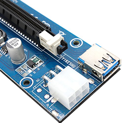 PCIE Riser, YIKESHU 10-PCS PCI-E 16x 8X 4X 1x Powered Riser Adapter Card w/ 60cm USB 3.0 Extension Cable & 6-Pin PCI-E to SATA Power Cable - GPU Riser Adapter - Ethereum Mining ETH - Thumbnail 2
