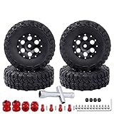 Hobbypark 1.0 Beadlock Wheels and Tires 4Pcs Metal Micro Crawler Tires w/Foam Inserts with Extended...