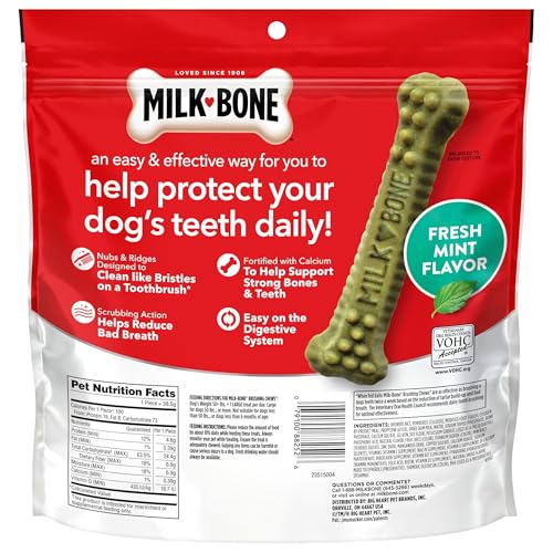 Milk-Bone Brushing Chews Fresh Mint Flavor Daily Dental Dog Treats, Large, 24.2 Oz. Bag (Pack of 5) - image 9