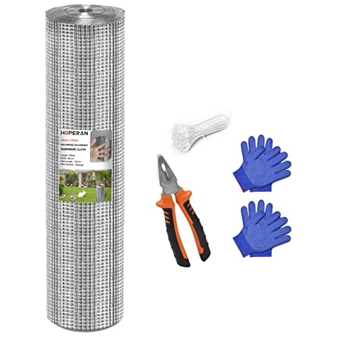 HOPERAN Hardware Cloth 1/2 inch 48 x 50 Ft 19 Gauge Chicken Wire Mesh- Hot Dip Galvanized Chicken Wire Fencing - Wire Fence Mesh Roll for Garden Fencing Chicken Coop & Pet Enclosures Cover