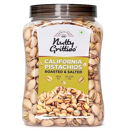 Image of Nutty Gritties California Pistachios 800g, Roasted & Lightly Salted, Resealable Jar