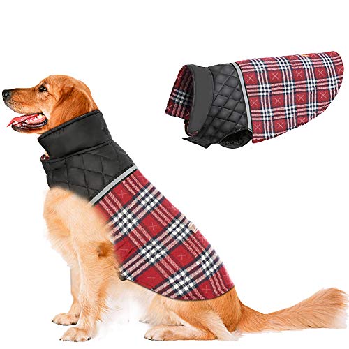 Dog Jacket Winter Coats for Dogs Coat Sweater for Cold Weather Reversible Waterproof Warm Dog Sweaters for Small Medium Large Dogs (XX-Large, RED)
