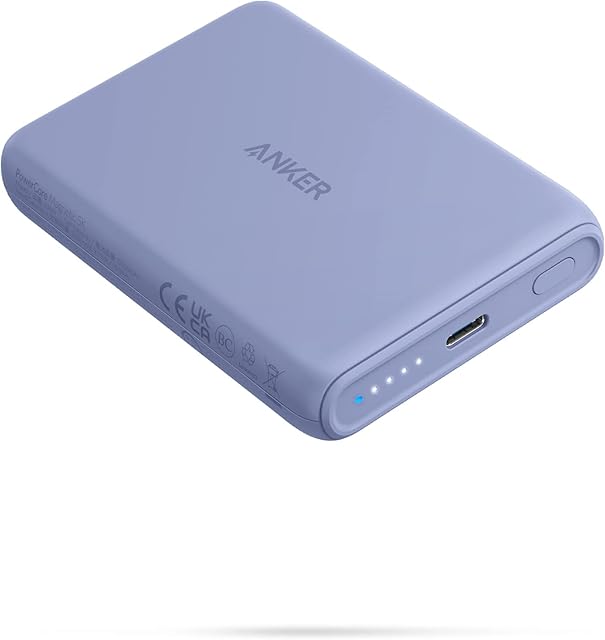 Anker Power Bank, 521 Magnetic Portable Charger (PowerCore Magnetic 5K), 5000 mAh Magnetic Wireless Power Bank with USB-C Cable, for iPhone 13 Series and iPhone 12 Series