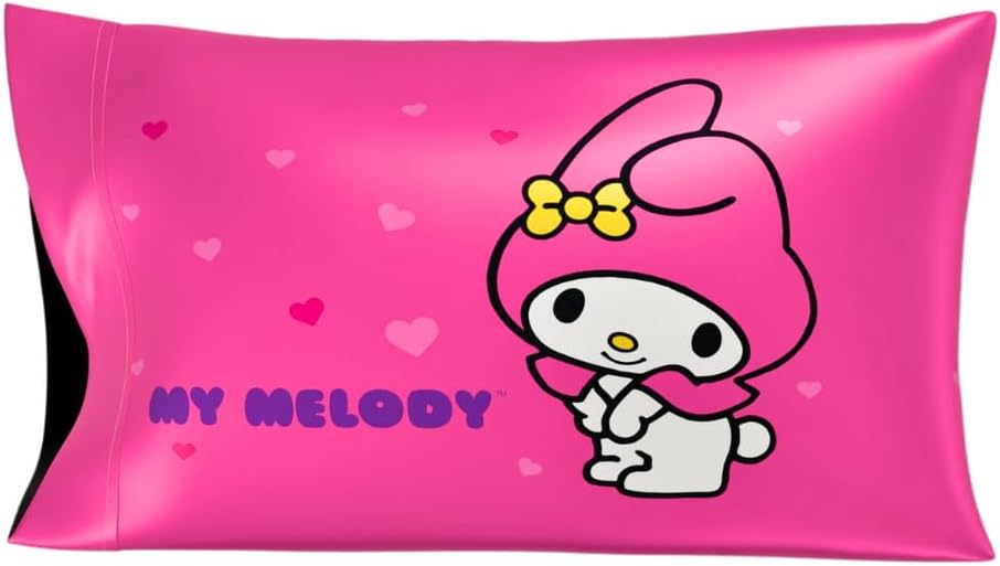Franco Collectibles Hello Kitty & Friends My Melody & Kuromi Beauty Silky Satin Standard Reversible Pillowcase Cover 20x30 for Hair and Skin, (Officially Licensed Product) - Image 2