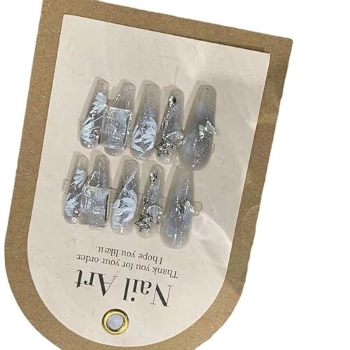 プレスオンネイル ロングコフィンスクエアフェイクネイル 10本(Hit the t)