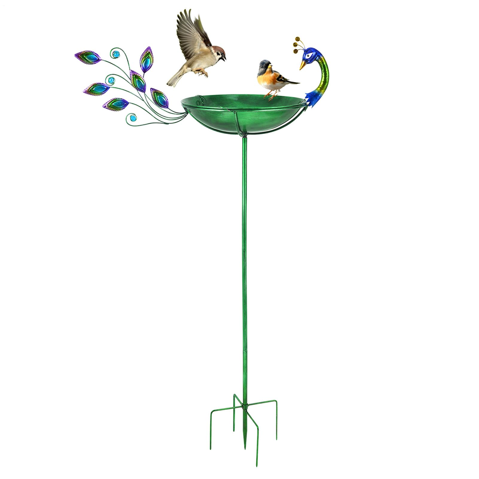 Baño para Pájaros Exterior Bebedero Metálico con Diseño Animal | Fuente Para Aves De Exterior Para Césped Jardín Patio Balcón Terraza Decoración De