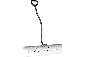 36" Rolling Snow Shovel with Ergo Handle for Driveway and Sidewalk Snow Removal