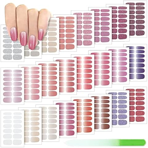 Maitys 336 Pieces 24 Sheets Full Wrap Nail Polish Strips Stickers Self-Adhesive Gel Nail Strips Art Decals with Nail File for Women DIY Nail Decorations(Elegant Style) Cover