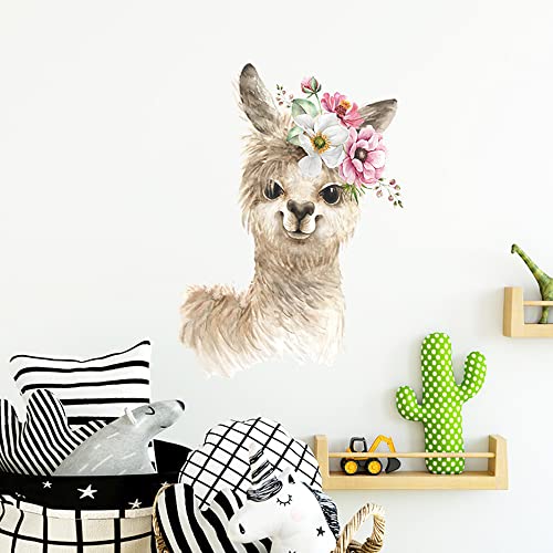 Vinilo decorativo Llama con flores 14x20 pulgadas miniatura 3